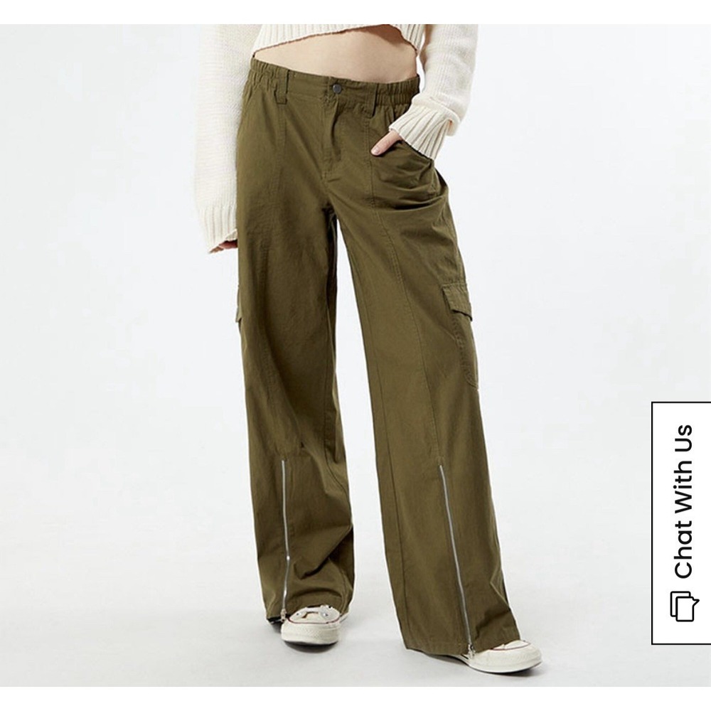 PacSun Low Rise Puddle Cargo‎ Pants Womens S Olive Green NWT MSRP $54.95